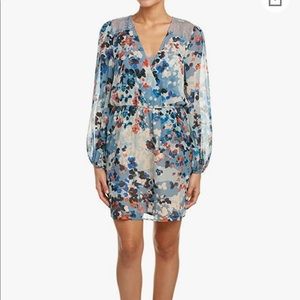 BCBG silk faux wrap floral dress xs